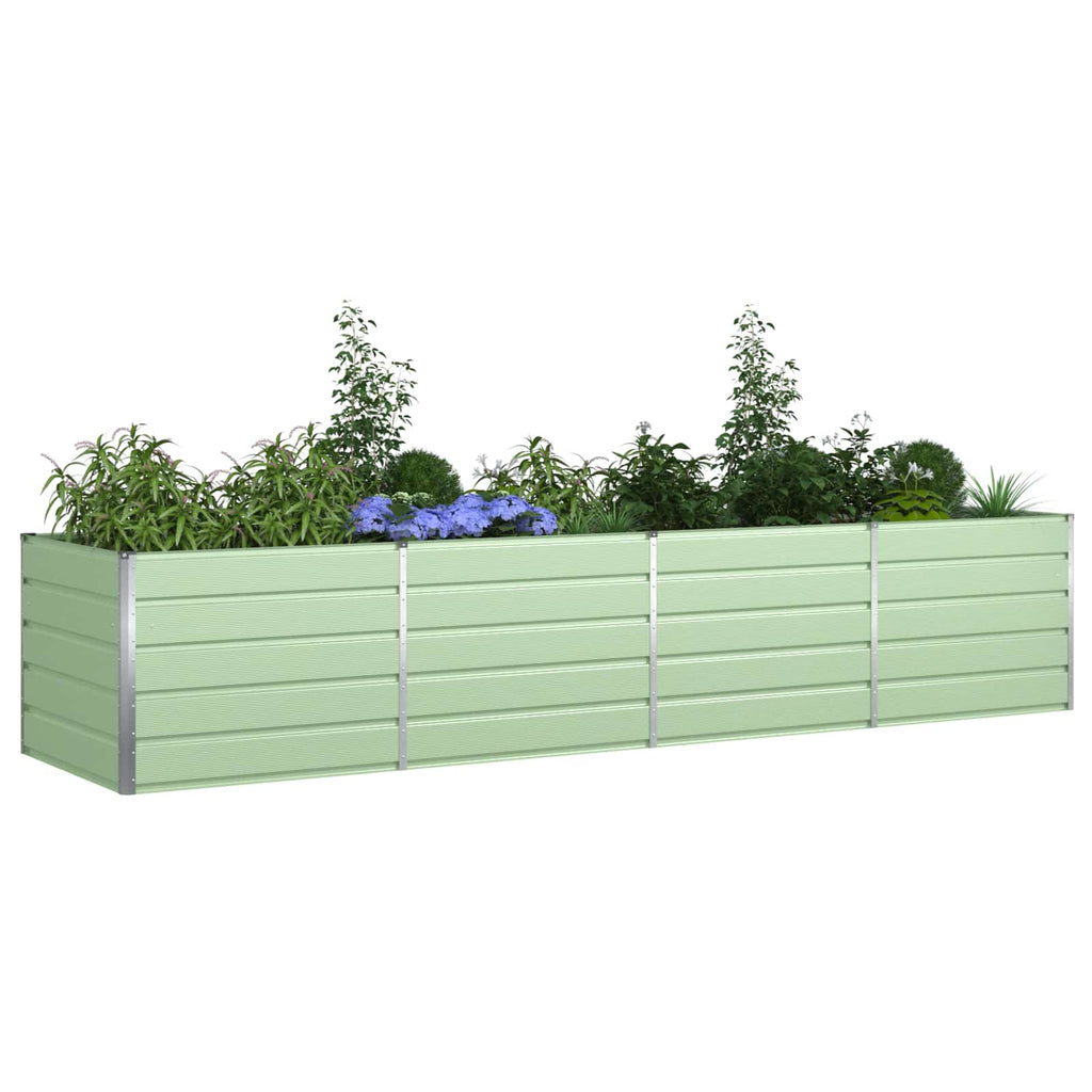 vidaXL Donica Pastelowa Zieleń 385 x 100 x 75 cm Stal Galwanizowana