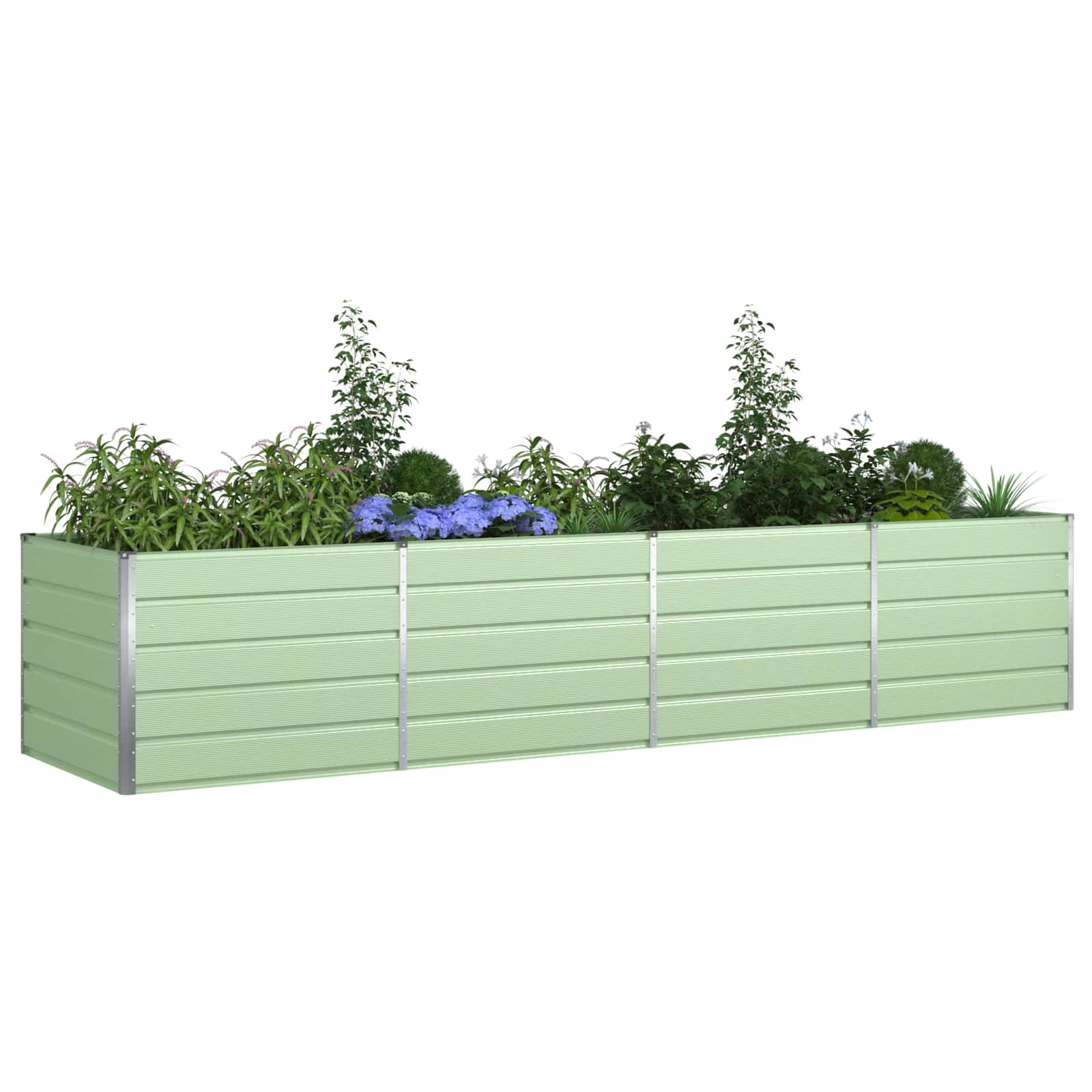vidaXL Donica Pastelowa Zieleń 385 x 100 x 75 cm Stal Galwanizowana