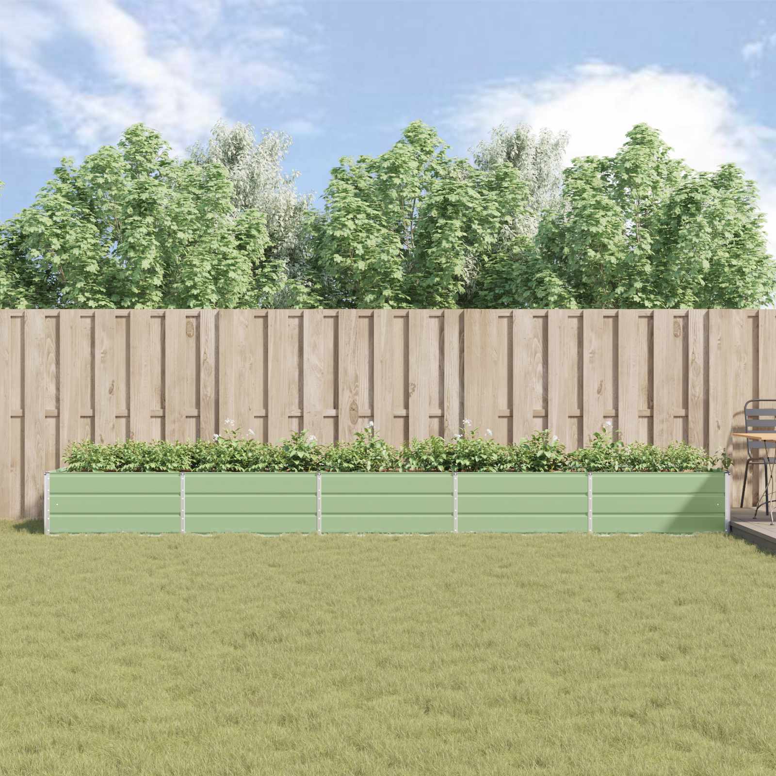 vidaXL Donica Pastelowa Zieleń 480 x 100 x 45 cm Stal Galwanizowana