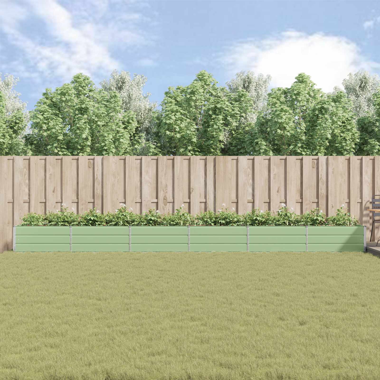 vidaXL Donica Pastelowa Zieleń 580 x 100 x 45 cm Stal Galwanizowana