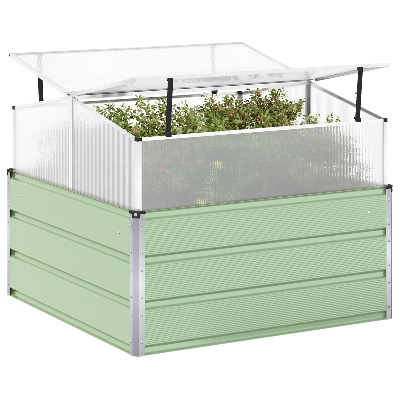 vidaXL Donica Pastelowa Zieleń 100 x 100 x 77 cm Stal Galwanizowana
