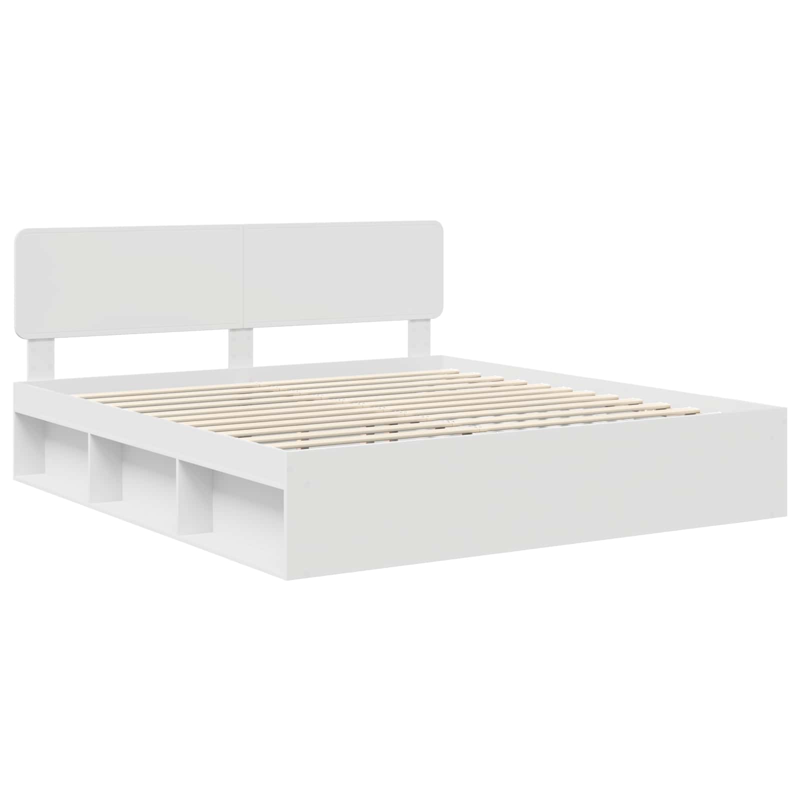 vidaXL Ramka łóżka Z zagłówkiem Biały 200 x 200 cm Lite drewno sosnowe
