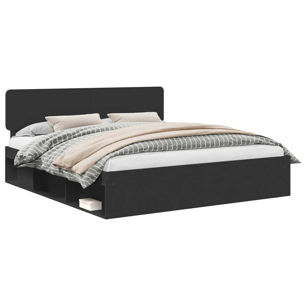 vidaXL Ramka łóżka Czarny 200 x 200 cm Lite drewno sosnowe