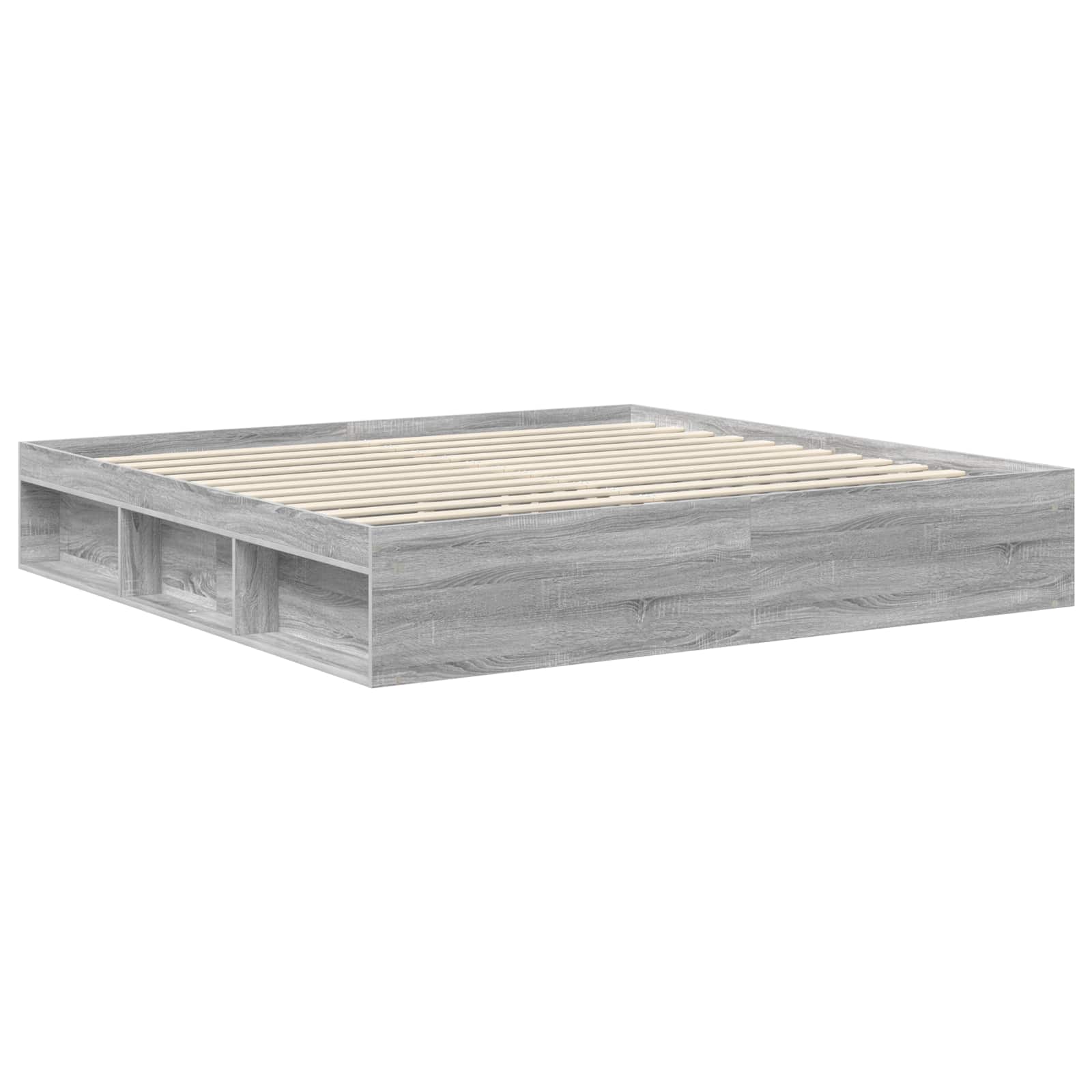 vidaXL Ramka łóżka Szary Sonoma 200 x 200 cm Lite drewno sosnowe