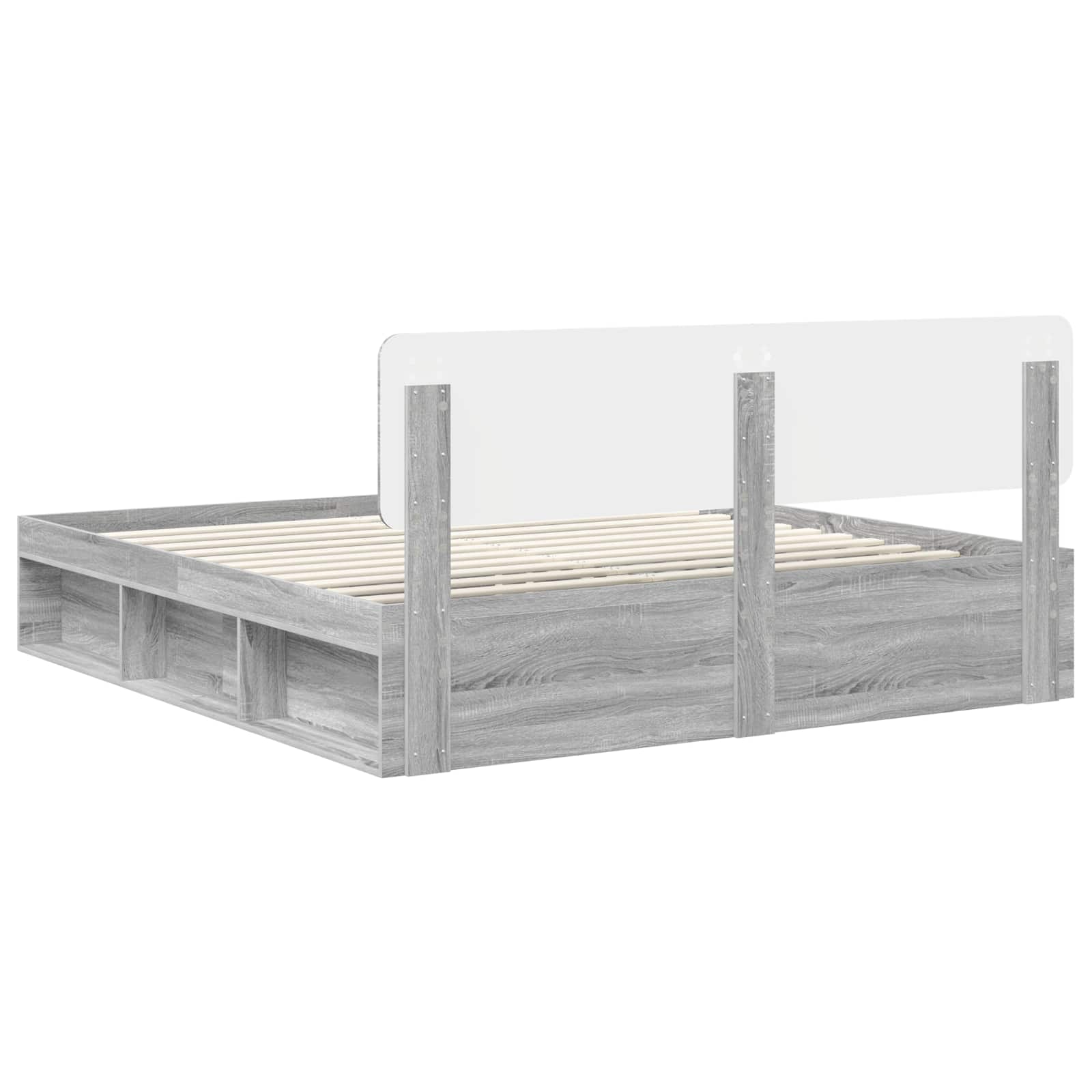 vidaXL Ramka łóżka Szary Sonoma 200 x 200 cm Lite drewno sosnowe