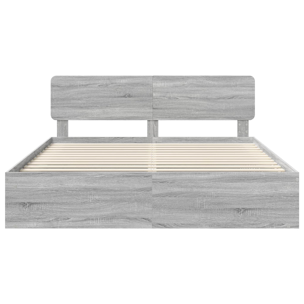 vidaXL Ramka łóżka Szary Sonoma 200 x 200 cm Lite drewno sosnowe