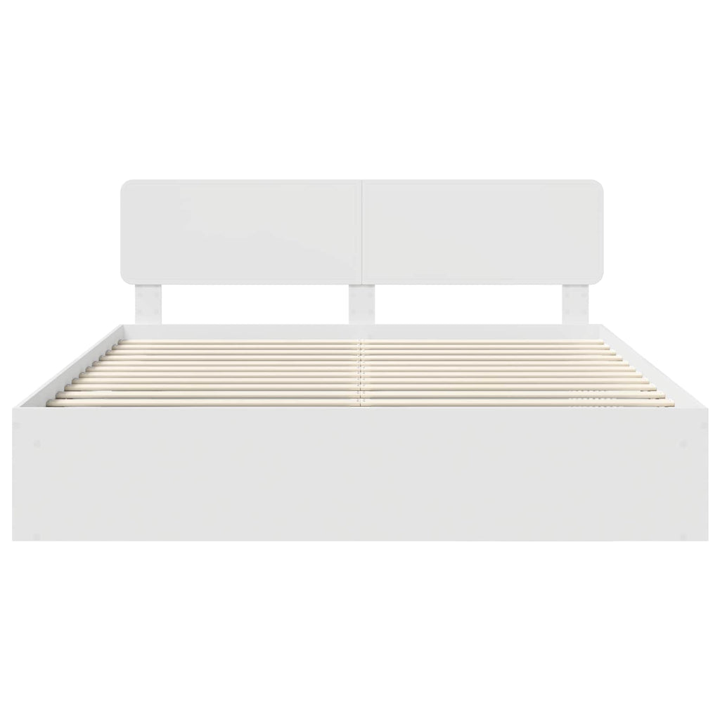 vidaXL Ramka łóżka Z zagłówkiem Biały 180 x 200 cm Lite drewno sosnowe