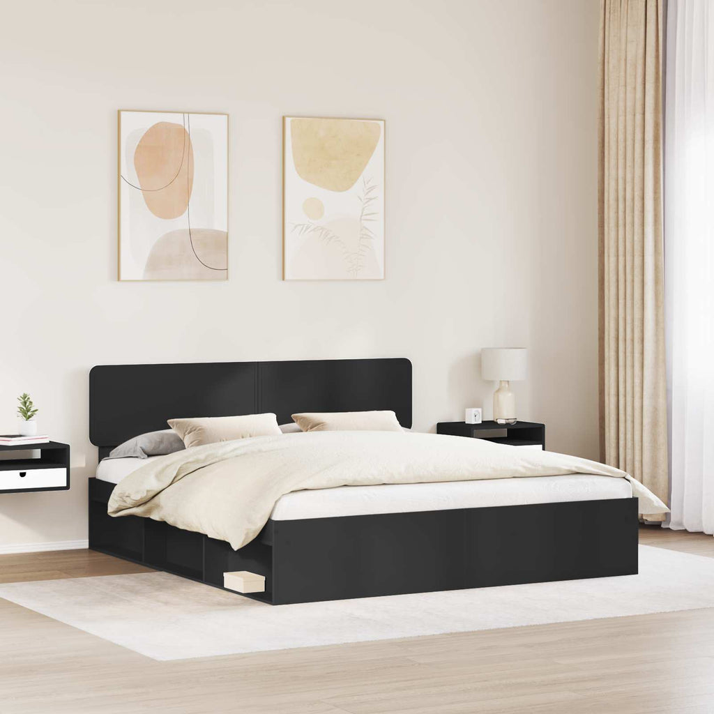 vidaXL Ramka łóżka Czarny 180 x 200 cm Lite drewno sosnowe