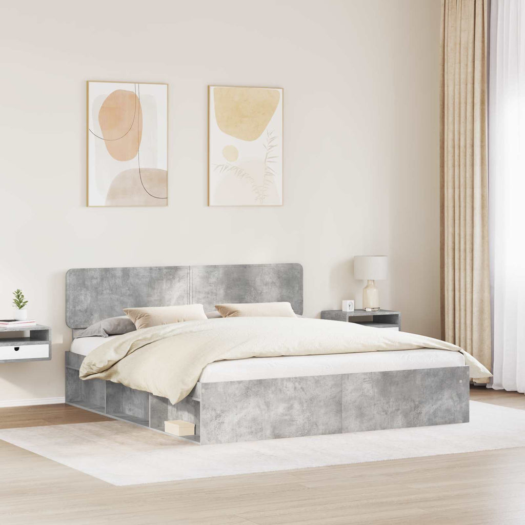 vidaXL Ramka łóżka Betonowy 180 x 200 cm Lite drewno sosnowe