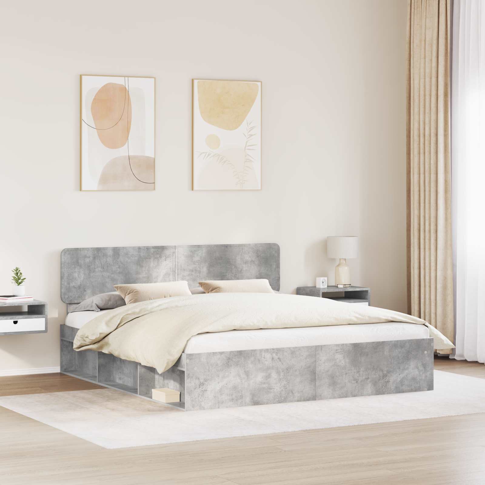 vidaXL Ramka łóżka Betonowy 180 x 200 cm Lite drewno sosnowe