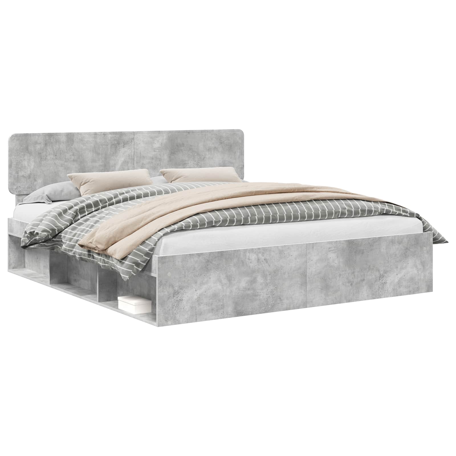 vidaXL Ramka łóżka Betonowy 180 x 200 cm Lite drewno sosnowe