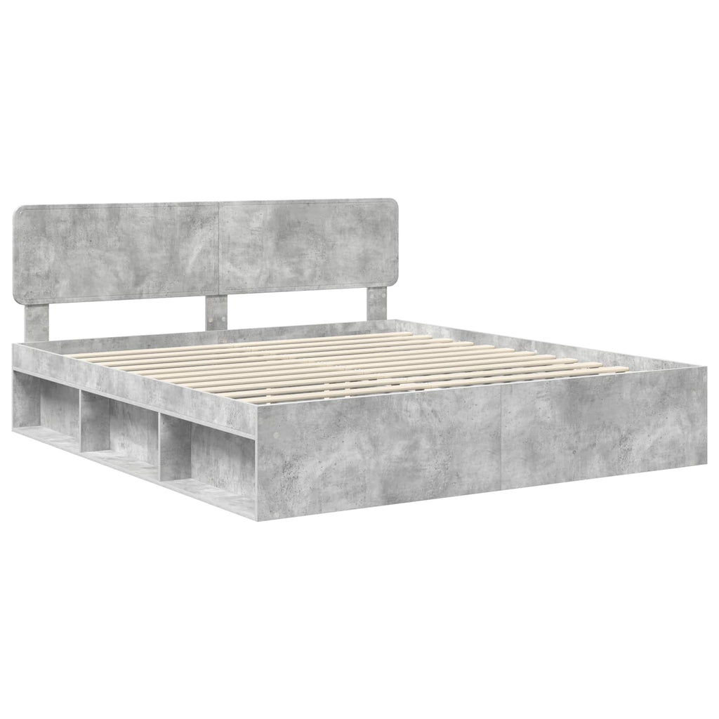 vidaXL Ramka łóżka Betonowy 180 x 200 cm Lite drewno sosnowe