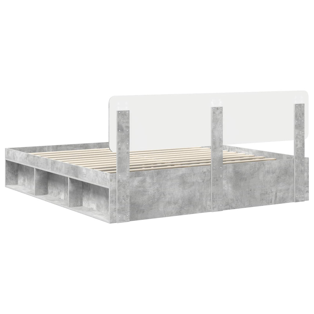 vidaXL Ramka łóżka Betonowy 180 x 200 cm Lite drewno sosnowe