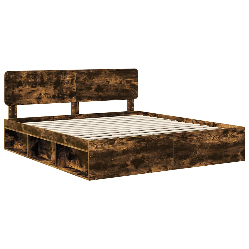 vidaXL Ramka łóżka Dąb wędzony 180 x 200 cm Lite drewno sosnowe