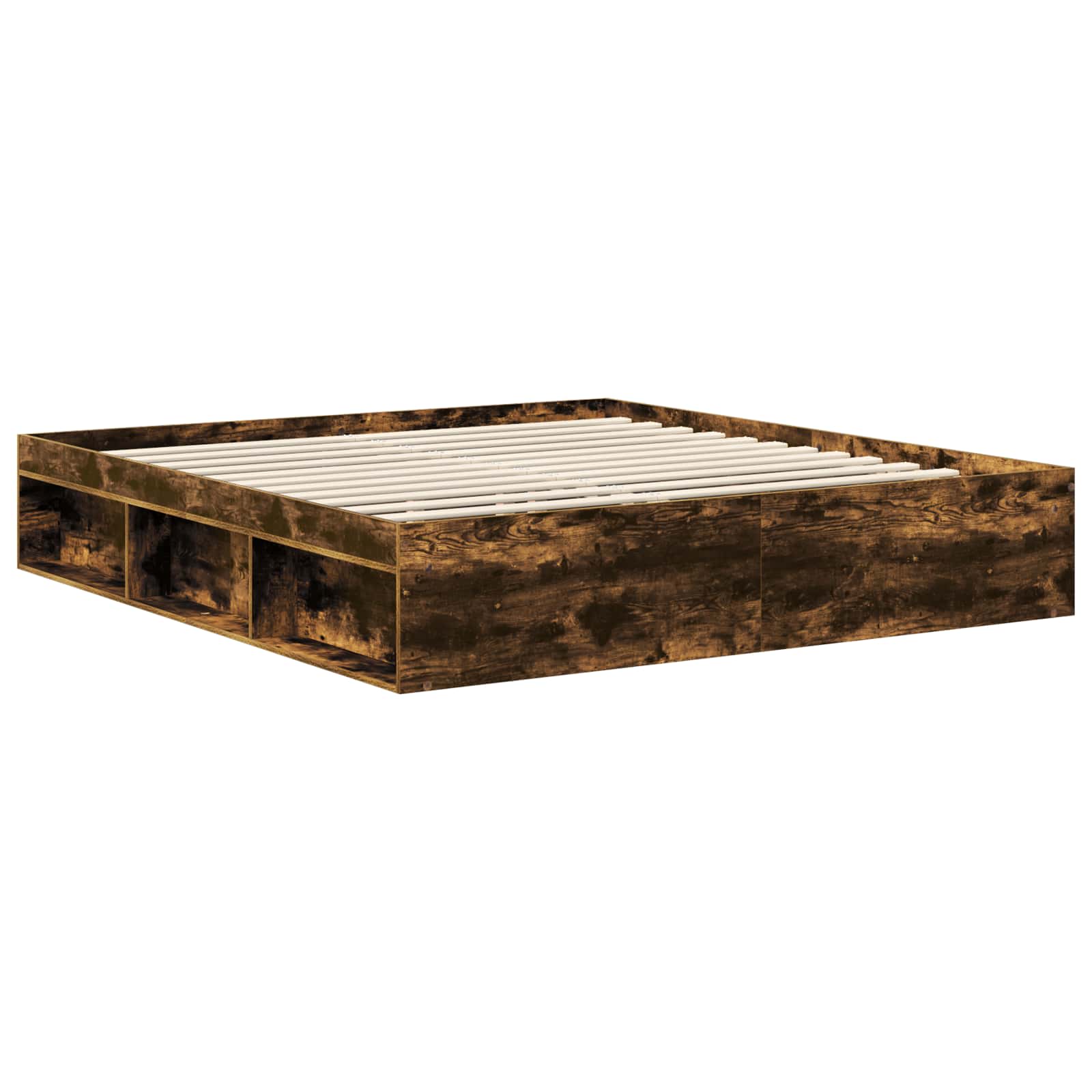 vidaXL Ramka łóżka Dąb wędzony 180 x 200 cm Lite drewno sosnowe