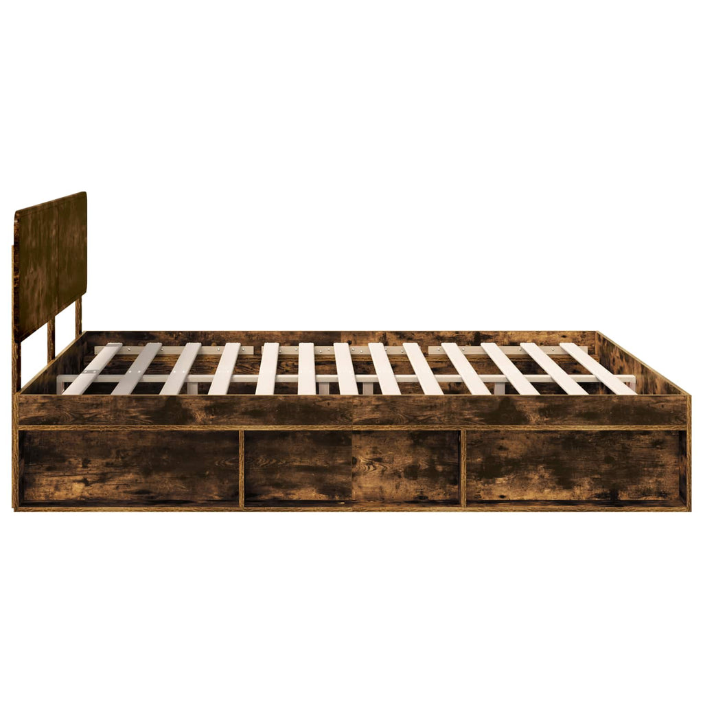 vidaXL Ramka łóżka Dąb wędzony 180 x 200 cm Lite drewno sosnowe