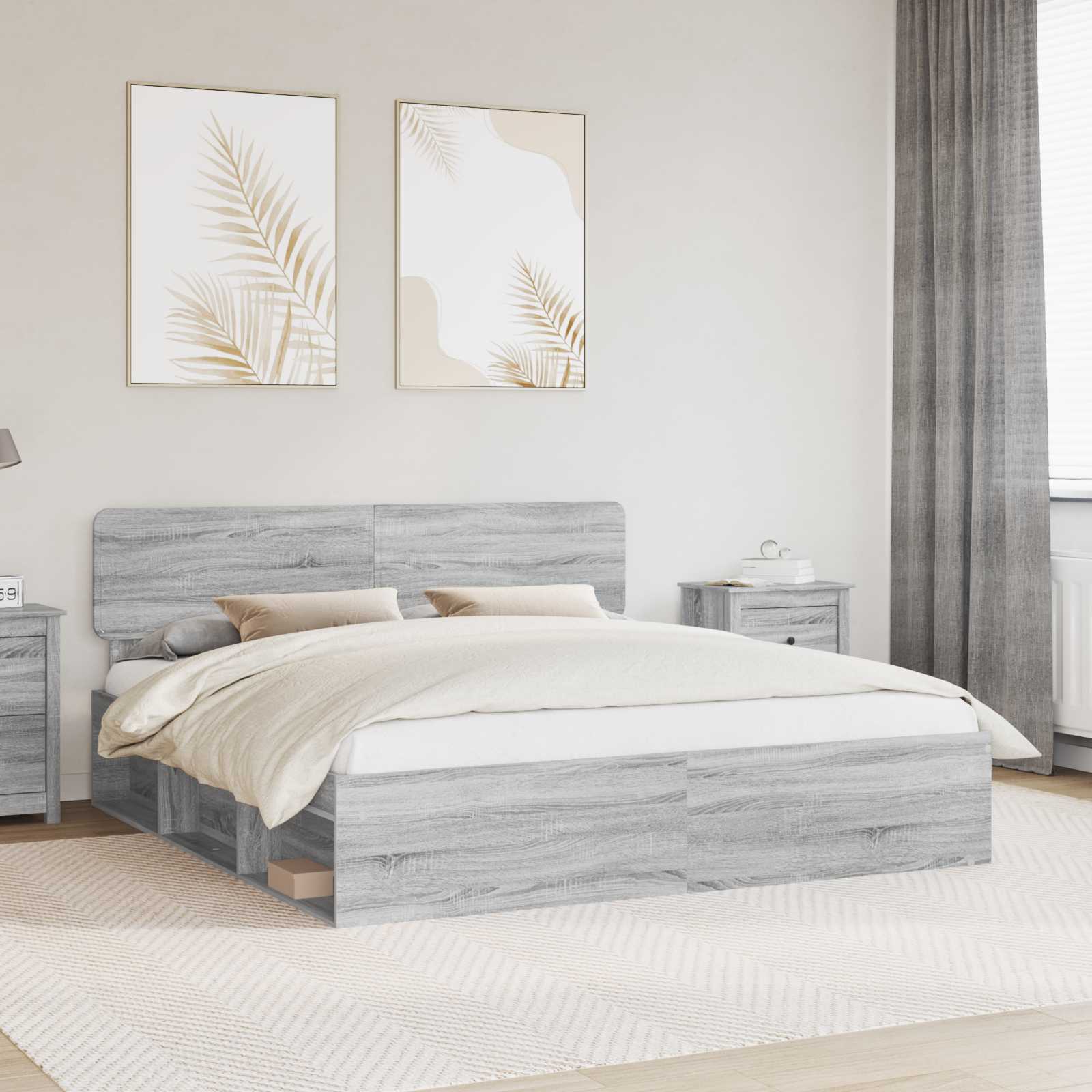 vidaXL Ramka łóżka Szary Sonoma 180 x 200 cm Lite drewno sosnowe