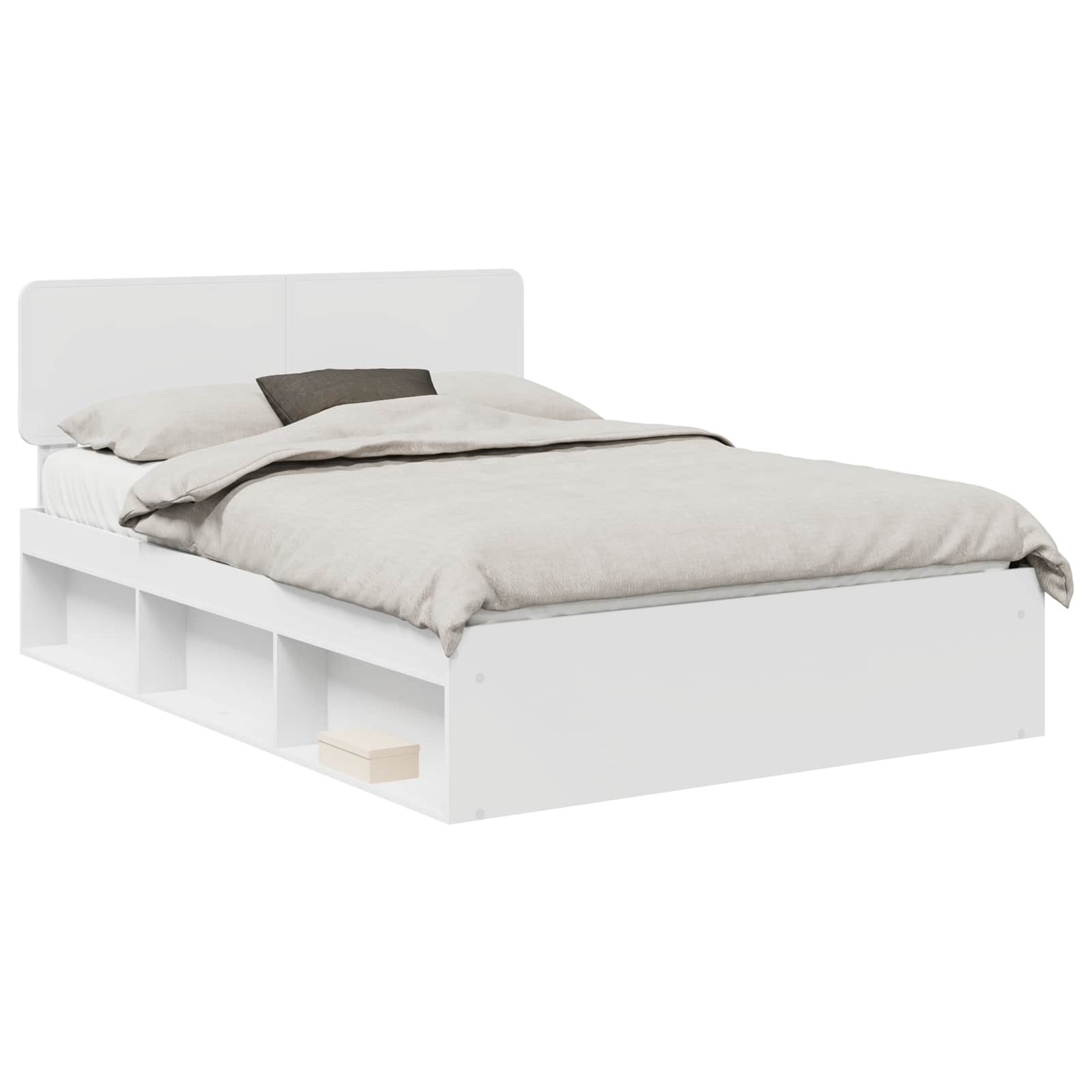 vidaXL Ramka łóżka Z zagłówkiem Biały 160 x 200 cm Lite drewno sosnowe