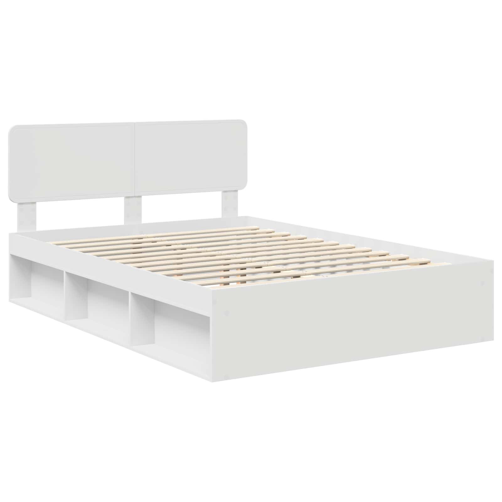 vidaXL Ramka łóżka Z zagłówkiem Biały 160 x 200 cm Lite drewno sosnowe