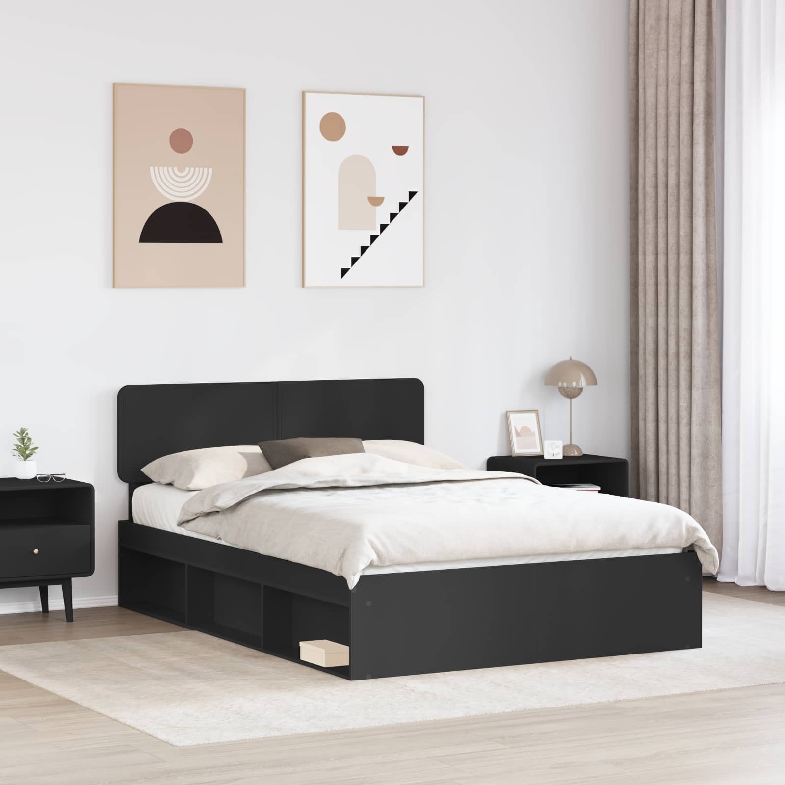 vidaXL Ramka łóżka Czarny 160 x 200 cm Lite drewno sosnowe