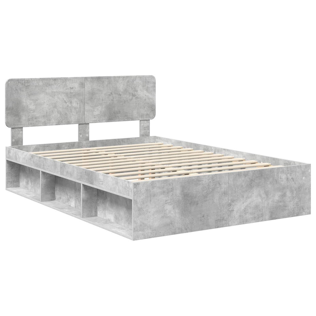 vidaXL Ramka łóżka Betonowy 160 x 200 cm Lite drewno sosnowe