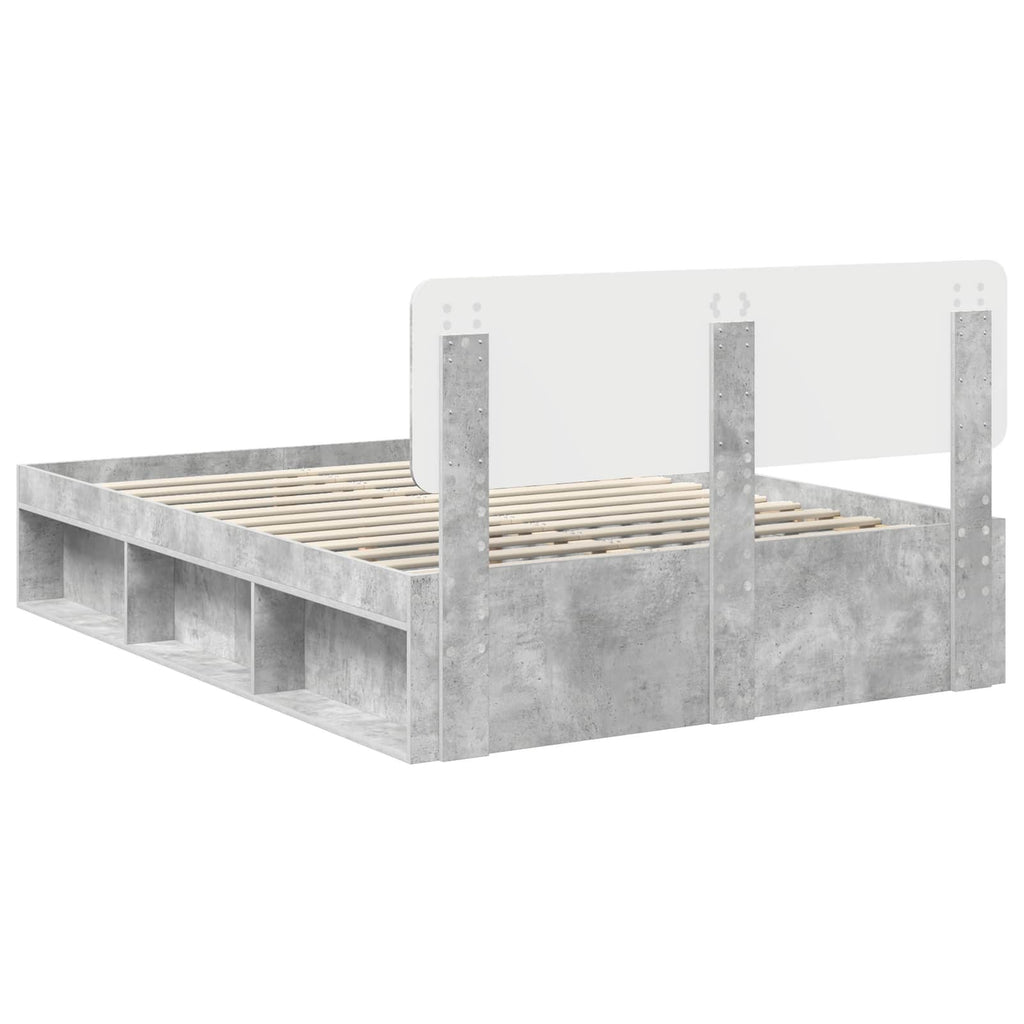 vidaXL Ramka łóżka Betonowy 160 x 200 cm Lite drewno sosnowe
