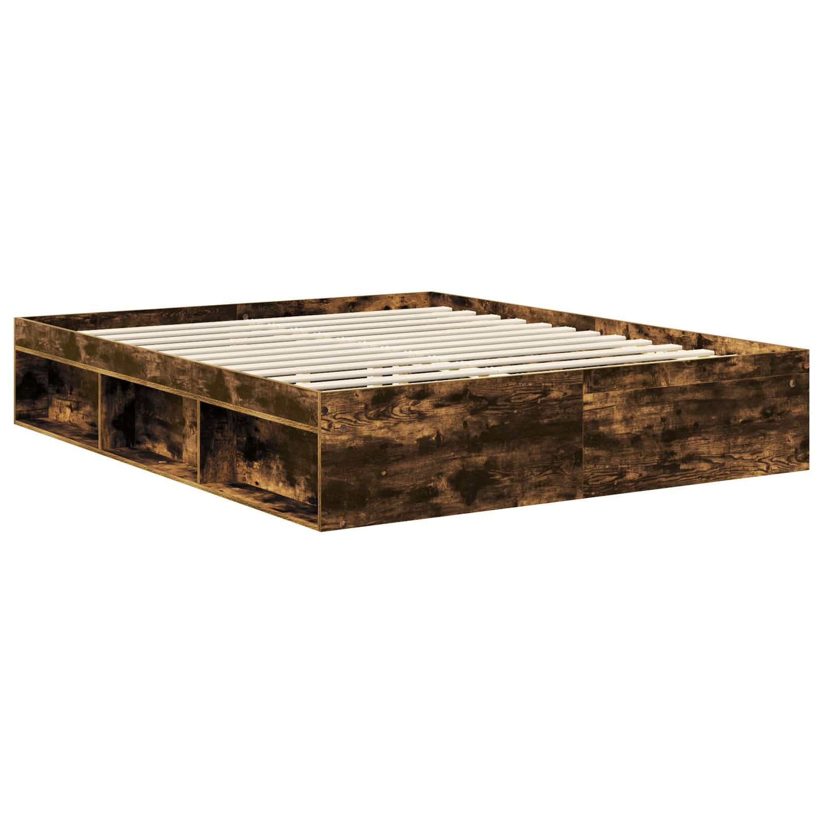 vidaXL Ramka łóżka Dąb wędzony 160 x 200 cm Lite drewno sosnowe