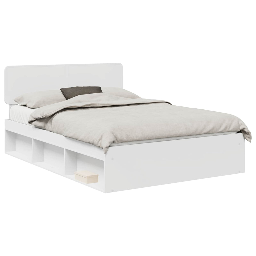 vidaXL Ramka łóżka Z zagłówkiem Biały 150 x 200 cm Lite drewno sosnowe
