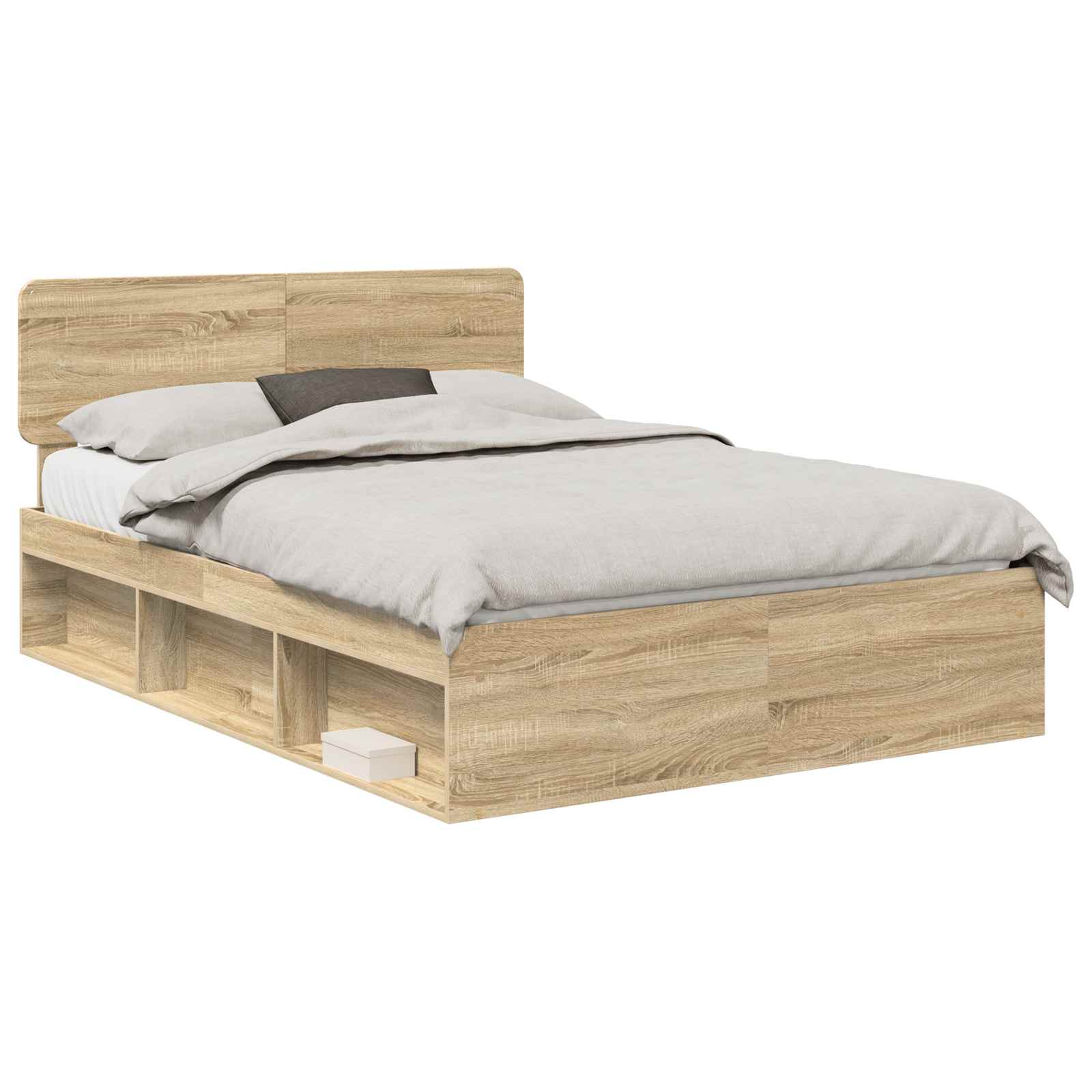vidaXL Ramka łóżka Dąb Sonoma 150 x 200 cm Lite drewno sosnowe