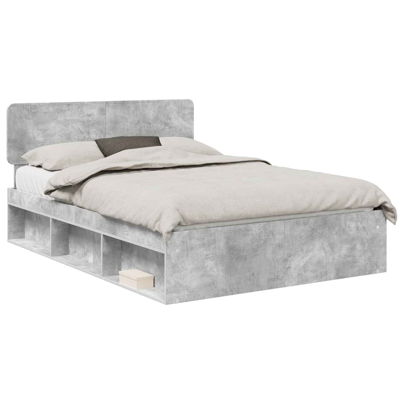 vidaXL Ramka łóżka Szary beton 150 x 200 cm Lite drewno sosnowe