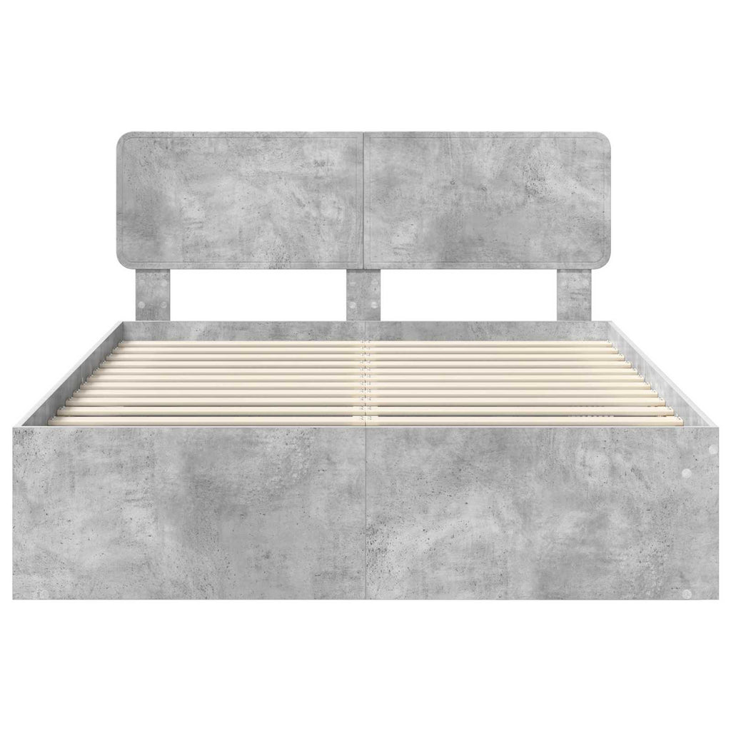 vidaXL Ramka łóżka Szary beton 150 x 200 cm Lite drewno sosnowe