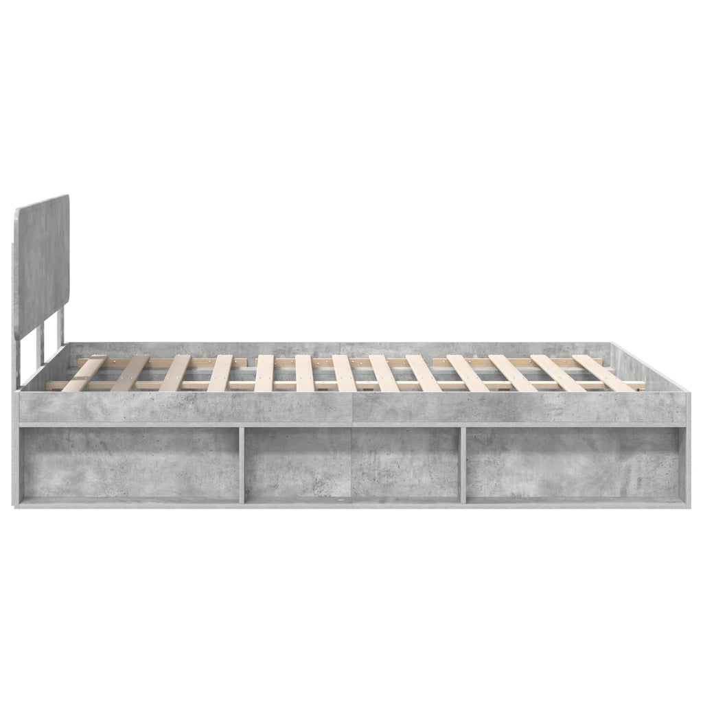 vidaXL Ramka łóżka Szary beton 150 x 200 cm Lite drewno sosnowe
