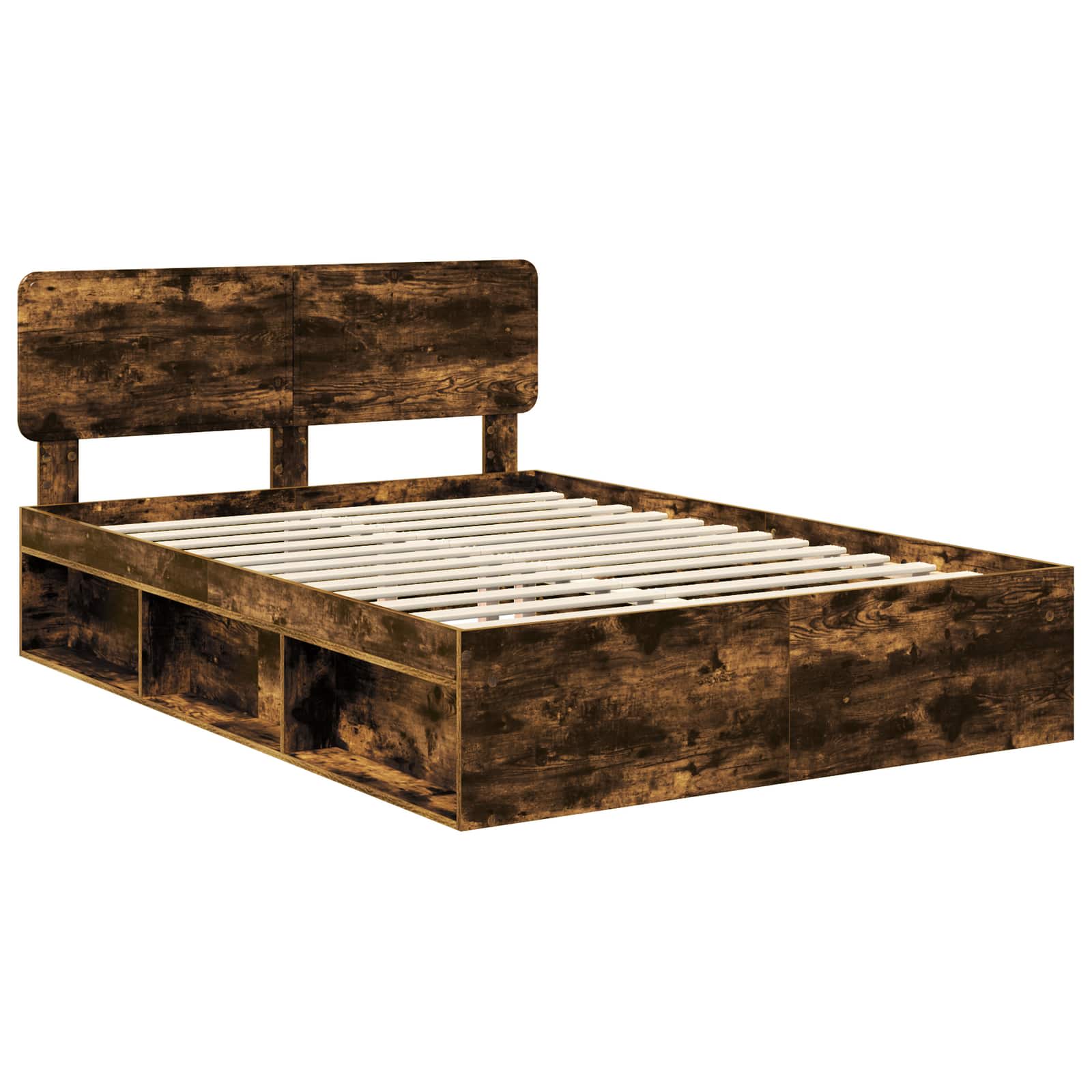 vidaXL Ramka łóżka Dąb wędzony 150 x 200 cm Lite drewno sosnowe