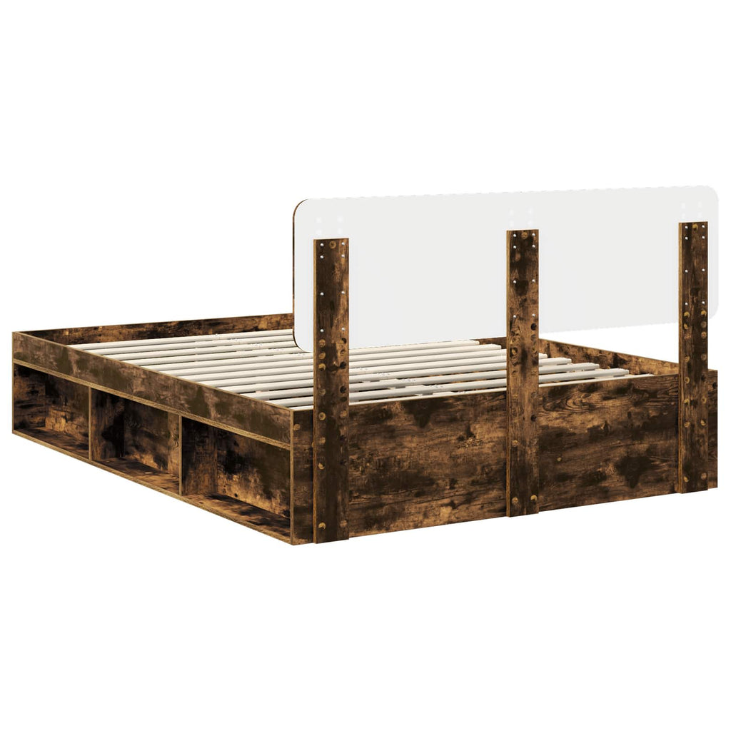 vidaXL Ramka łóżka Dąb wędzony 150 x 200 cm Lite drewno sosnowe
