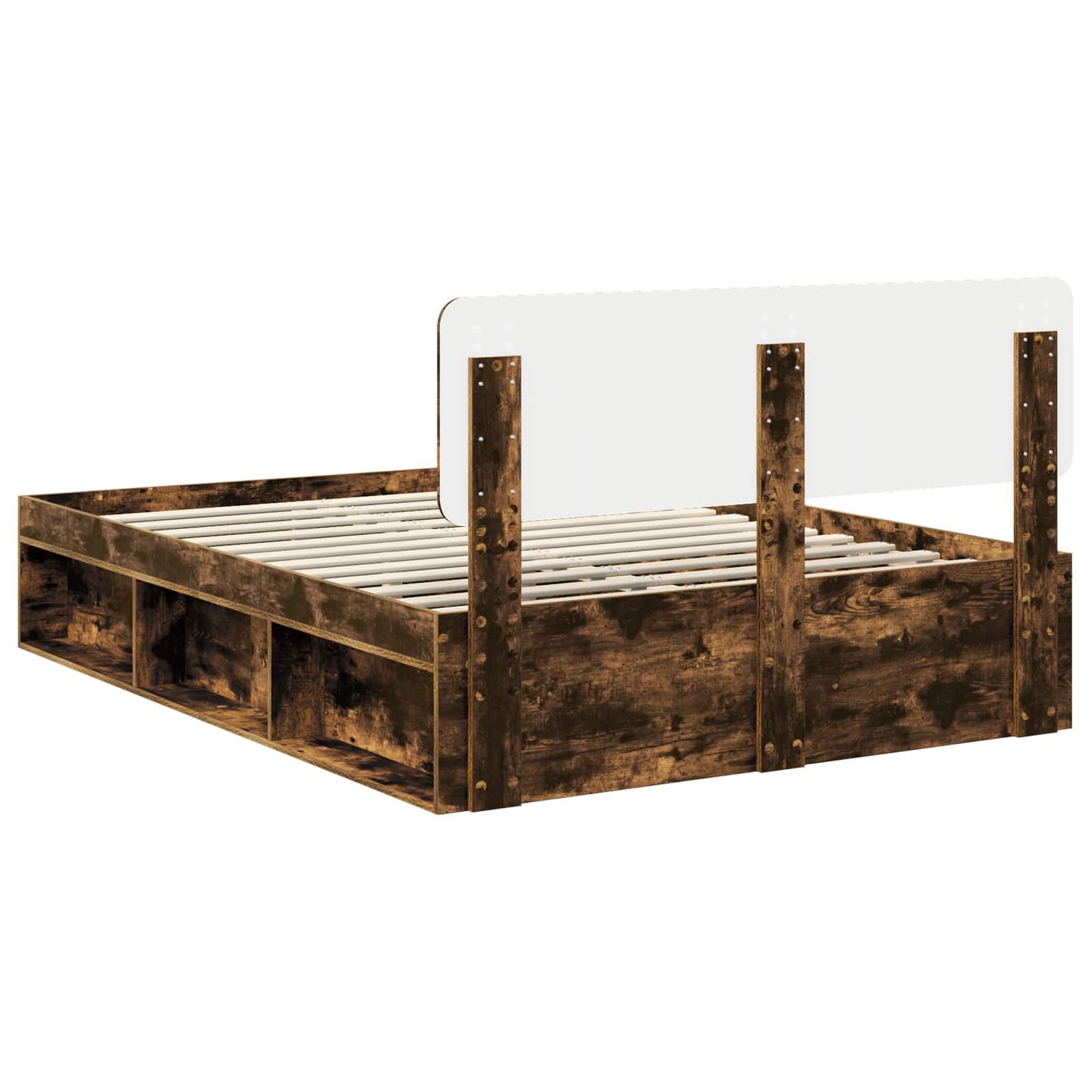 vidaXL Ramka łóżka Dąb wędzony 150 x 200 cm Lite drewno sosnowe