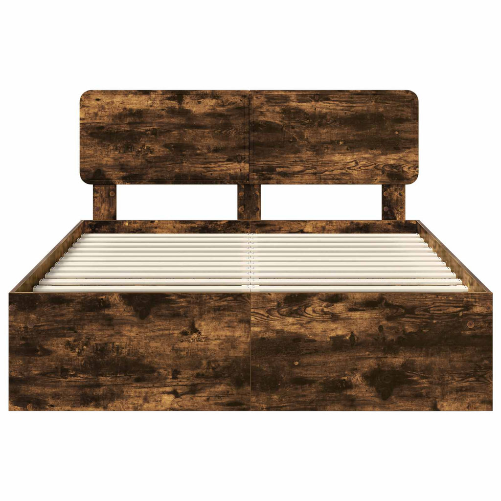 vidaXL Ramka łóżka Dąb wędzony 150 x 200 cm Lite drewno sosnowe
