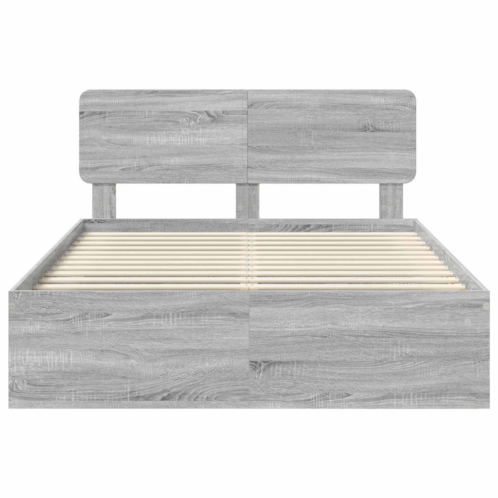 vidaXL Ramka łóżka Szary Sonoma 150 x 200 cm Lite drewno sosnowe