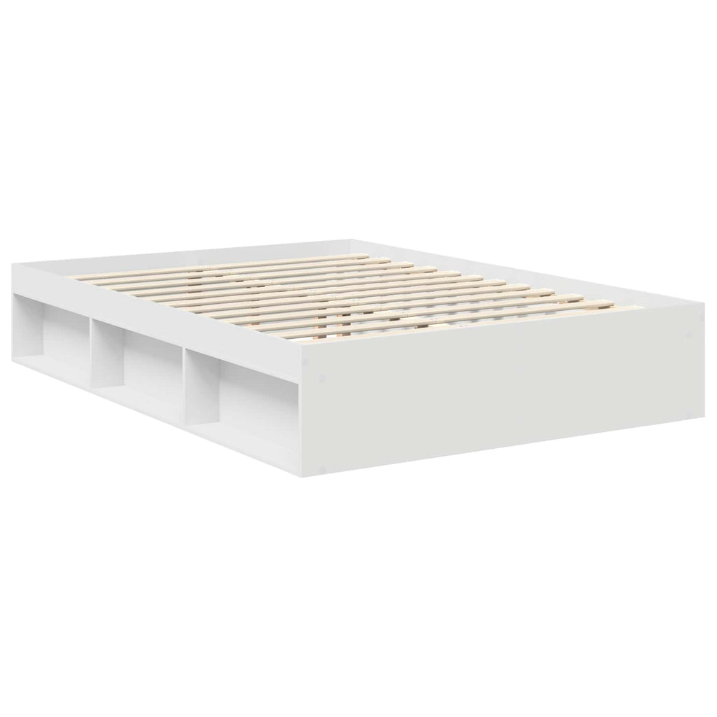 vidaXL Ramka łóżka Z zagłówkiem Biały 140 x 200 cm Lite drewno sosnowe