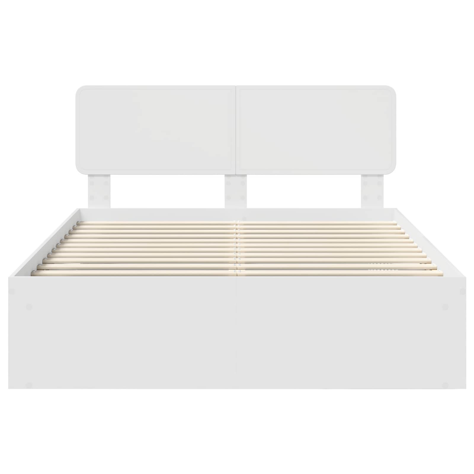 vidaXL Ramka łóżka Z zagłówkiem Biały 140 x 200 cm Lite drewno sosnowe