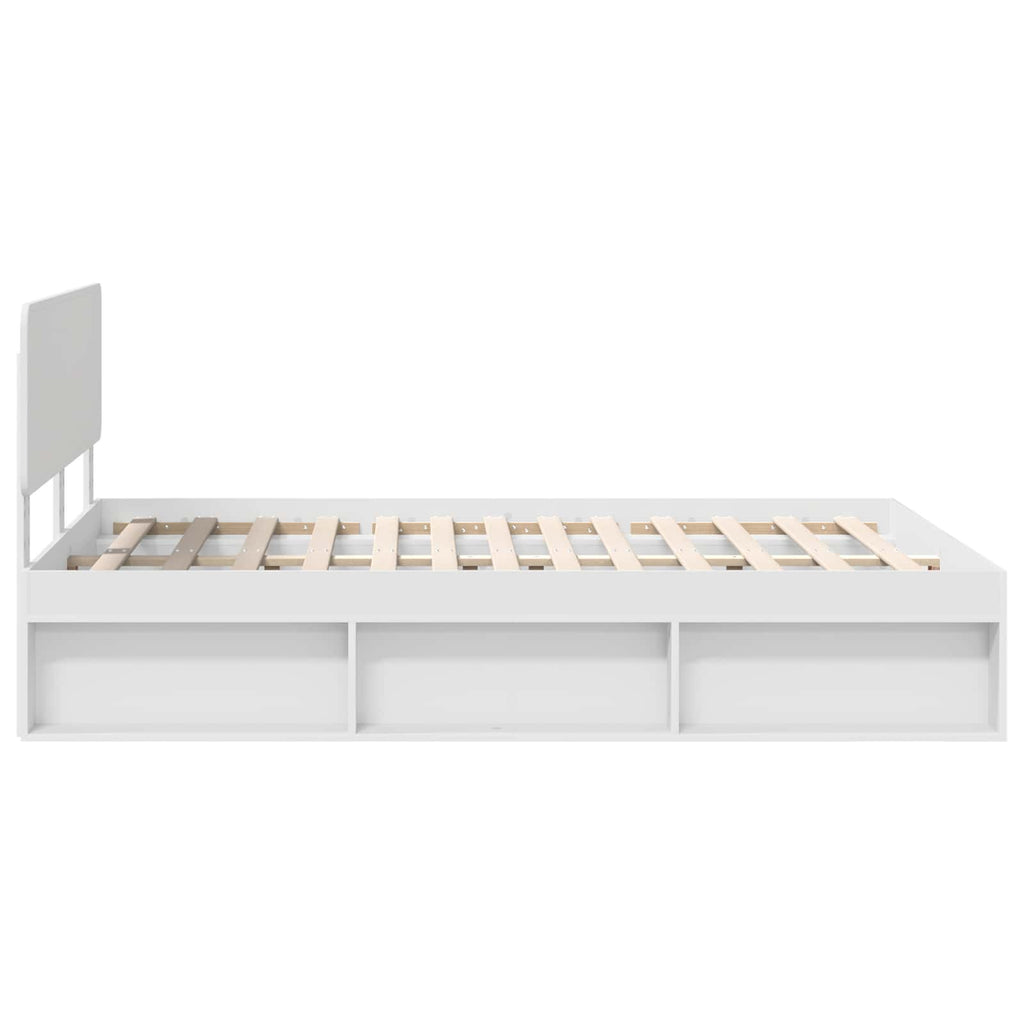 vidaXL Ramka łóżka Z zagłówkiem Biały 140 x 200 cm Lite drewno sosnowe