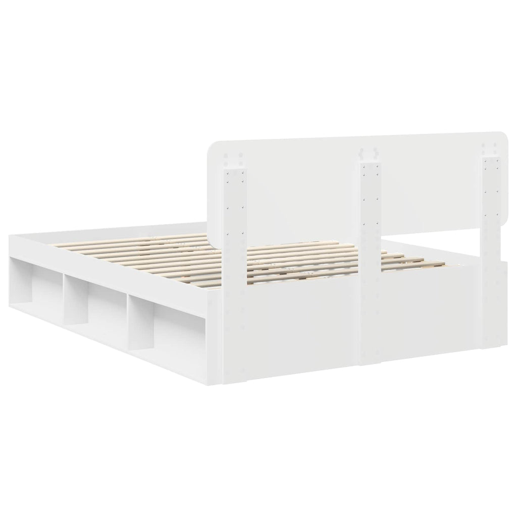 vidaXL Ramka łóżka Z zagłówkiem Biały 140 x 190 cm Lite drewno sosnowe