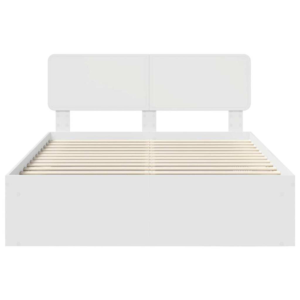 vidaXL Ramka łóżka Z zagłówkiem Biały 140 x 190 cm Lite drewno sosnowe