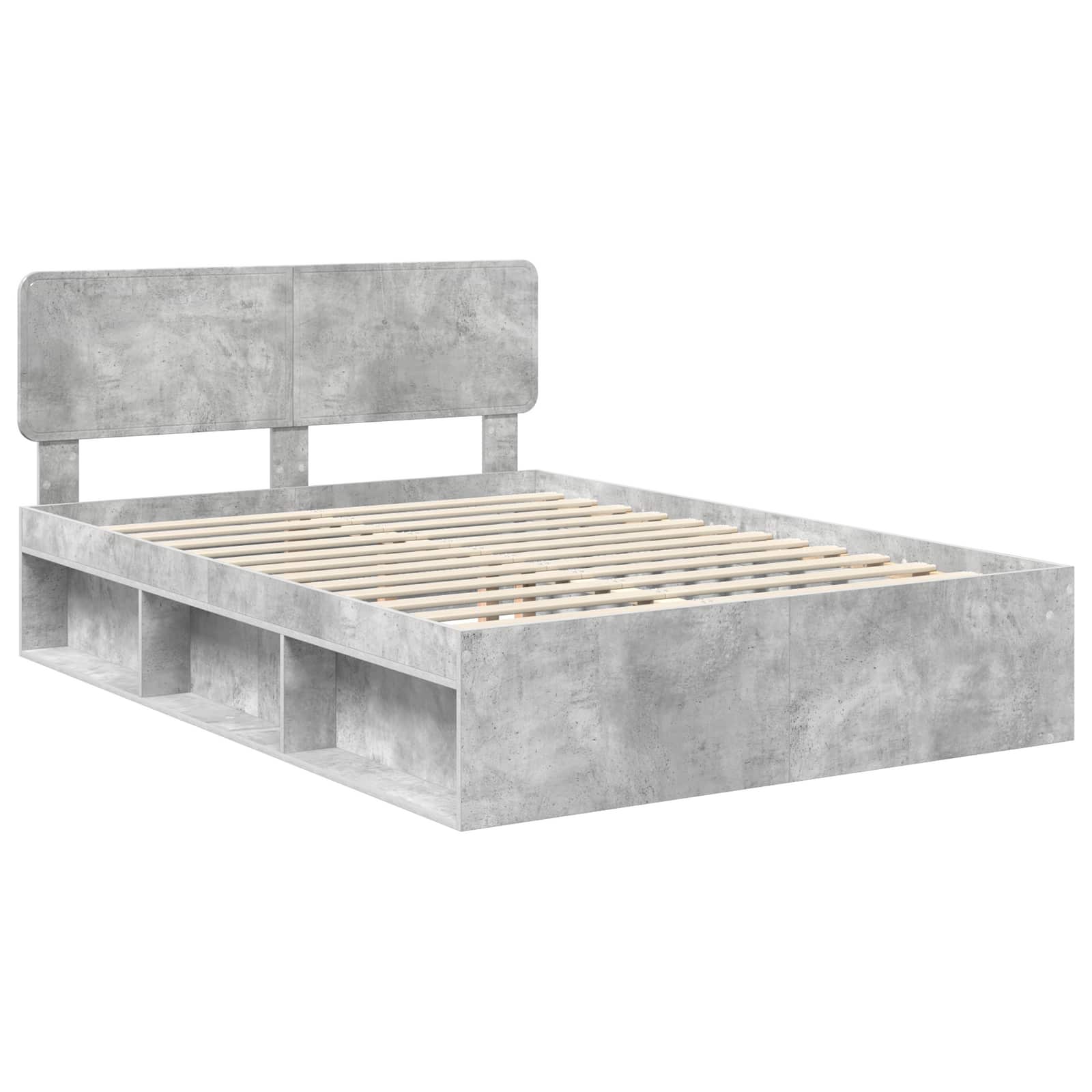 vidaXL Ramka łóżka Betonowy 140 x 190 cm Lite drewno sosnowe
