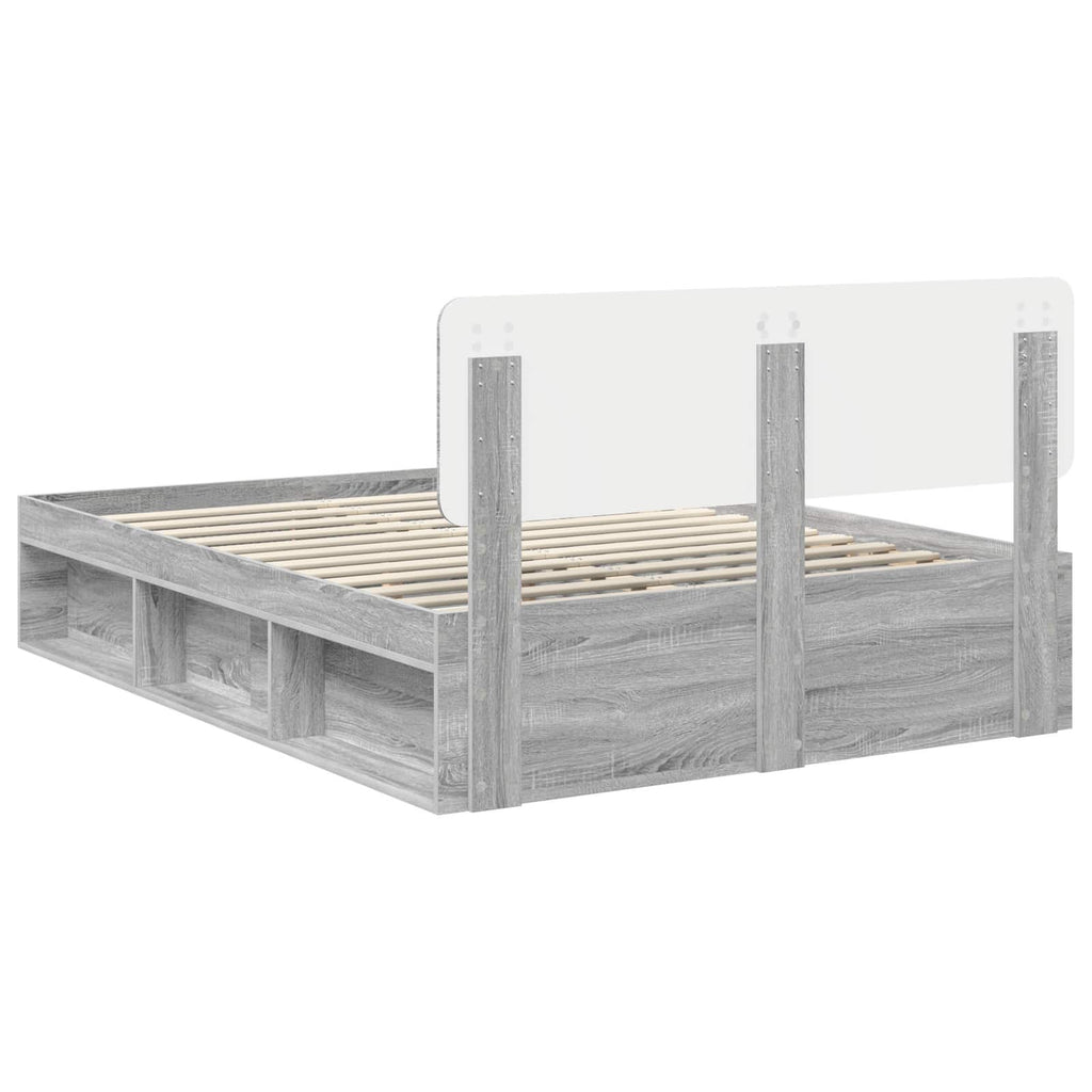 vidaXL Ramka łóżka Szary Sonoma 140 x 190 cm Lite drewno sosnowe