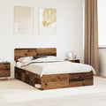 vidaXL Ramka łóżka Stare drewno 140 x 190 cm Lite drewno sosnowe