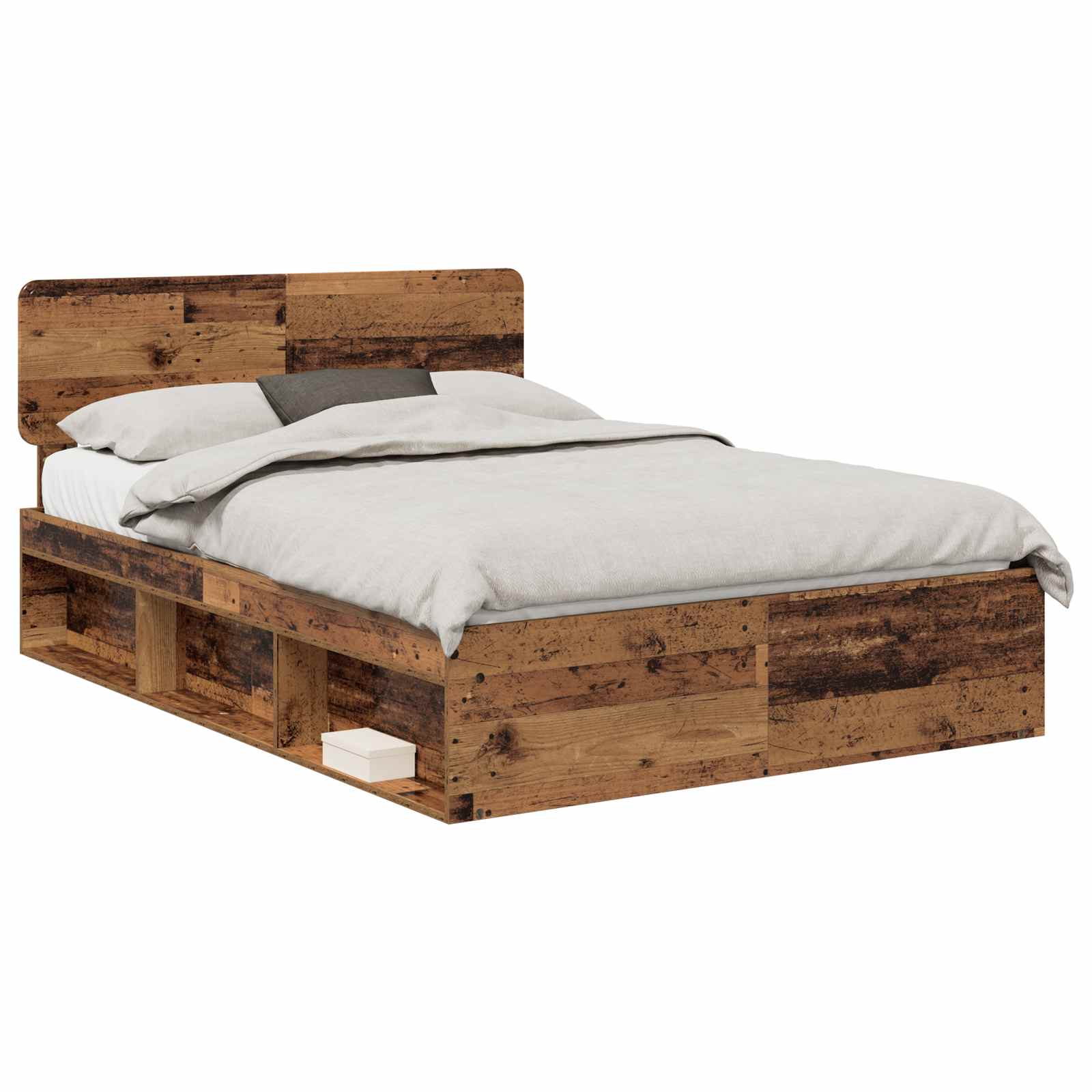 vidaXL Ramka łóżka Stare drewno 140 x 190 cm Lite drewno sosnowe
