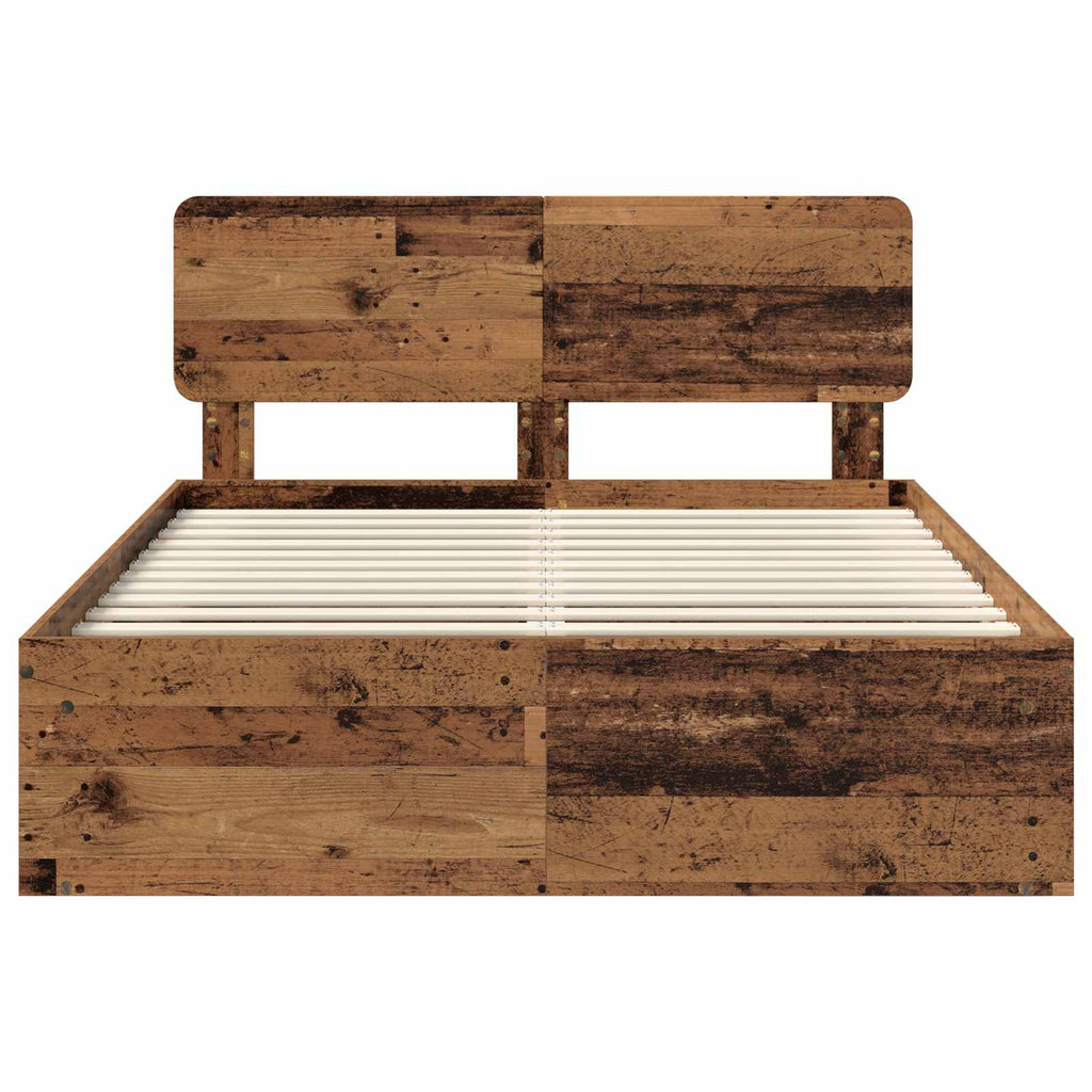 vidaXL Ramka łóżka Stare drewno 140 x 190 cm Lite drewno sosnowe