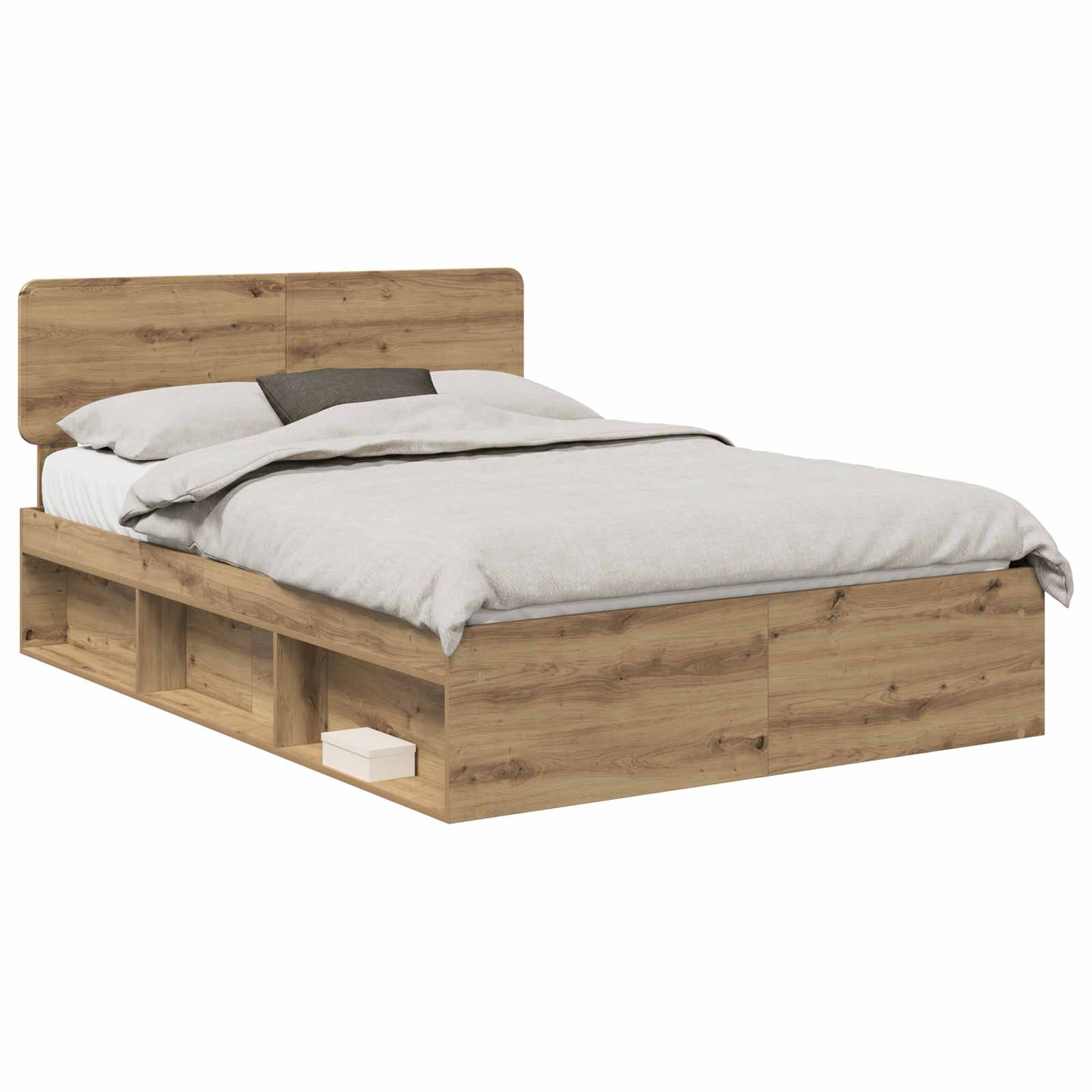 vidaXL Ramka łóżka Dąb rzemieślniczy 140 x 190 cm Lite drewno sosnowe