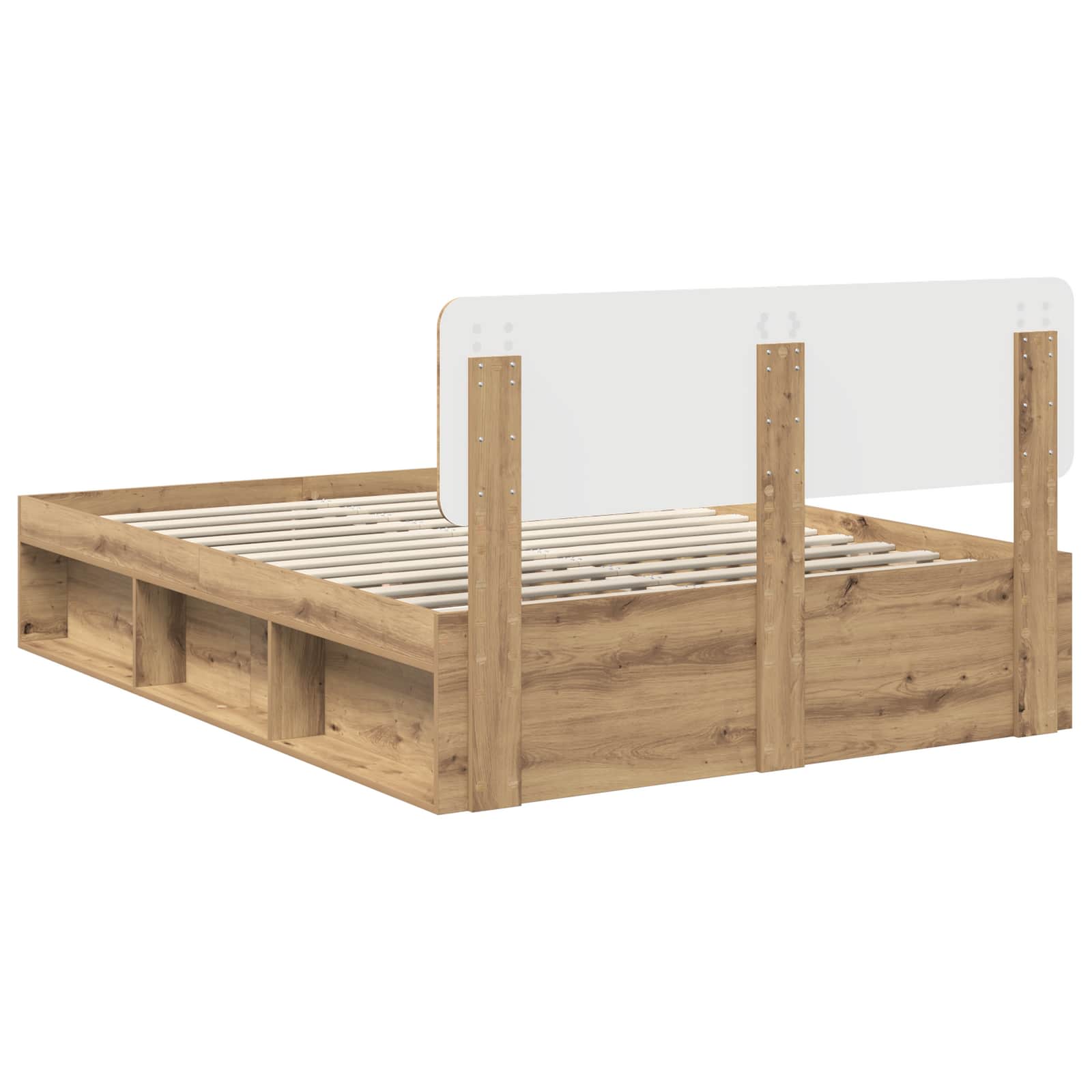 vidaXL Ramka łóżka Dąb rzemieślniczy 140 x 190 cm Lite drewno sosnowe