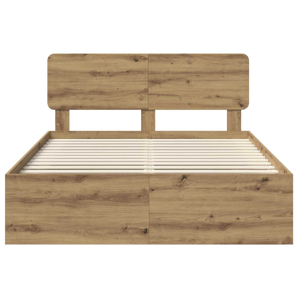 vidaXL Ramka łóżka Dąb rzemieślniczy 140 x 190 cm Lite drewno sosnowe